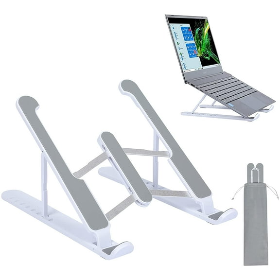 Laptop Stand for Desk, Adjustable Ergonomic Laptop Riser, 8 Angles Anti-Slip Laptop Holder Compatible with MacBook, Hp, Dell, Lenovo All Laptops 10-15.6 (Silver)