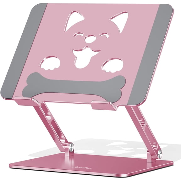 Laptop Stand for Desk-Adjustable, Foldable, Portable, Ergonomic Aluminum Notebook Riser with Unique Puppy Shaped Vent, Desk Gift for 10"-17.3" Devices Mac, Dell, HP, Lenovo, Samsung, Rose Gold