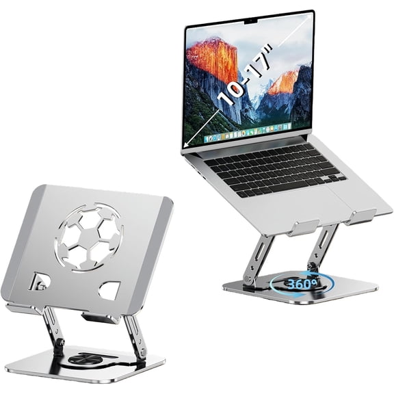 Laptop Stand for Desk, Adjustable Metal Foldable Laptop Riser with 360? Rotation & Football Vent , Notebook Holder for MacBook Air Pro, XPS, 10-17.3",