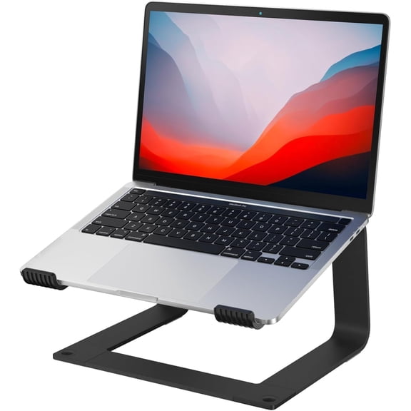 Laptop Stand for Desk Aluminum Computer Riser Portable Metal Notebook Holder Printer Stand Compatible with MacBook Air, Pro, Dell, HP, Lenovo and All 10-16" Laptops, Black