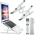 thumbnail image 1 of Laptop Stand for Desk, Ergonomic Design Adjustable Aluminum Foldable Portable Computer Stand, Compatible with MacBook Air Pro, HP, Lenovo, Dell, More 10-15.6”Inch and Tablets (Silver), 1 of 7