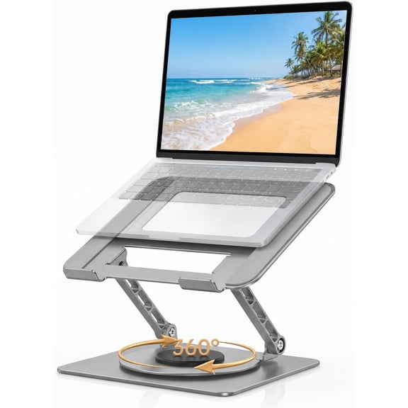 Laptop Stand for Desk, Heavy Duty Stand with 360? Rotating Base, Adjustable Height Notebook Riser, Compatible with MacBook Pro/Air, , , 10-17" Laptops -