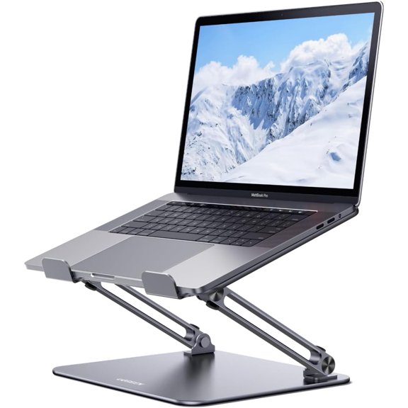 Laptop Stand for Desk Laptop Riser Holder Foldable Portable Computer Stand Ergonomic Compatible with MacBook Pro Air Notebook and Tablets 10-17.3 Inch Gray