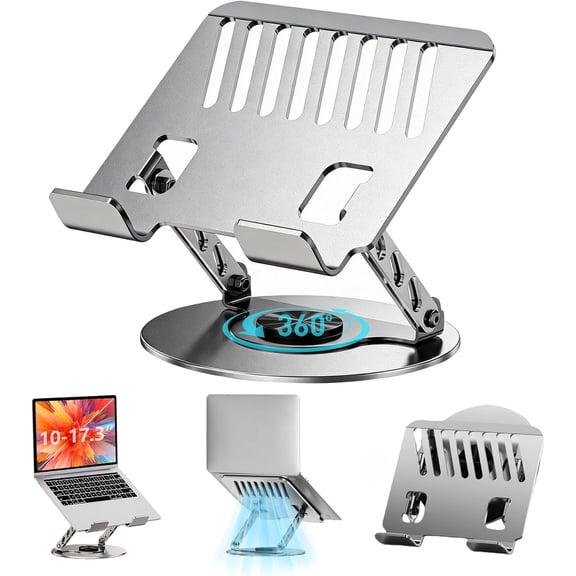 Laptop Stand for Desk - -Metal   Stand & Laptop Riser, 360? Rotatable & Adjustable & Foldable, Laptop Holder for MacBook Pro/Air,  XPS, , Notebooks (10-17.3"), Gray