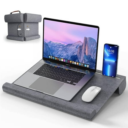Miroddi Portable Lap Desk, Laptop Table Built in Wrist Pad with Phone Holder for Bed Sofa Home Office School Students