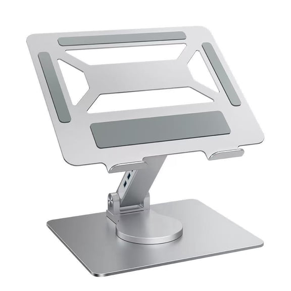 Laptop Stand with Docking Station, 4-Port USB Hub for MacBook Pro Air, Aluminum Alloy Height Adjustable Rotating Stand for Desk, Ergonomic Laptop Riser for Home Office Computer Accessories
