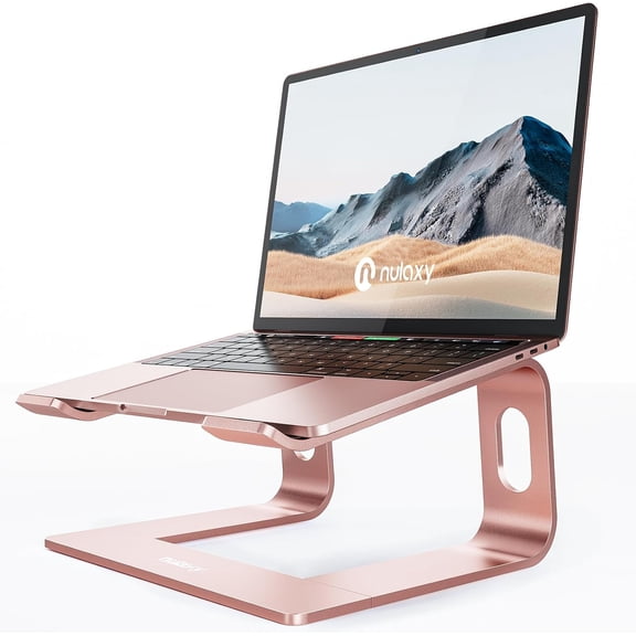 Laptop Stand, Ergonomic Aluminum Laptop Computer Stand, Detachable Laptop Riser Notebook Holder Stand Compatible with MacBook Air Pro, Dell XPS, HP, Lenovo More 10-16 Laptops - Rose Gold