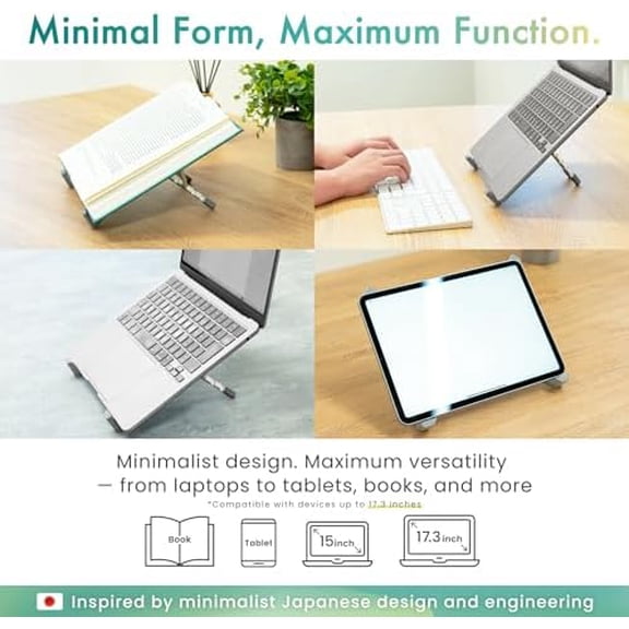 Laptop Stand | Foldable & Adjustable Aluminum Riser | Ventilated X-Frame Japanese Design | Fits MacBook Pro/Air, Dell, HP, Lenovo & 10–17.3” Laptops | Portable & Lightweight | Midnight Black