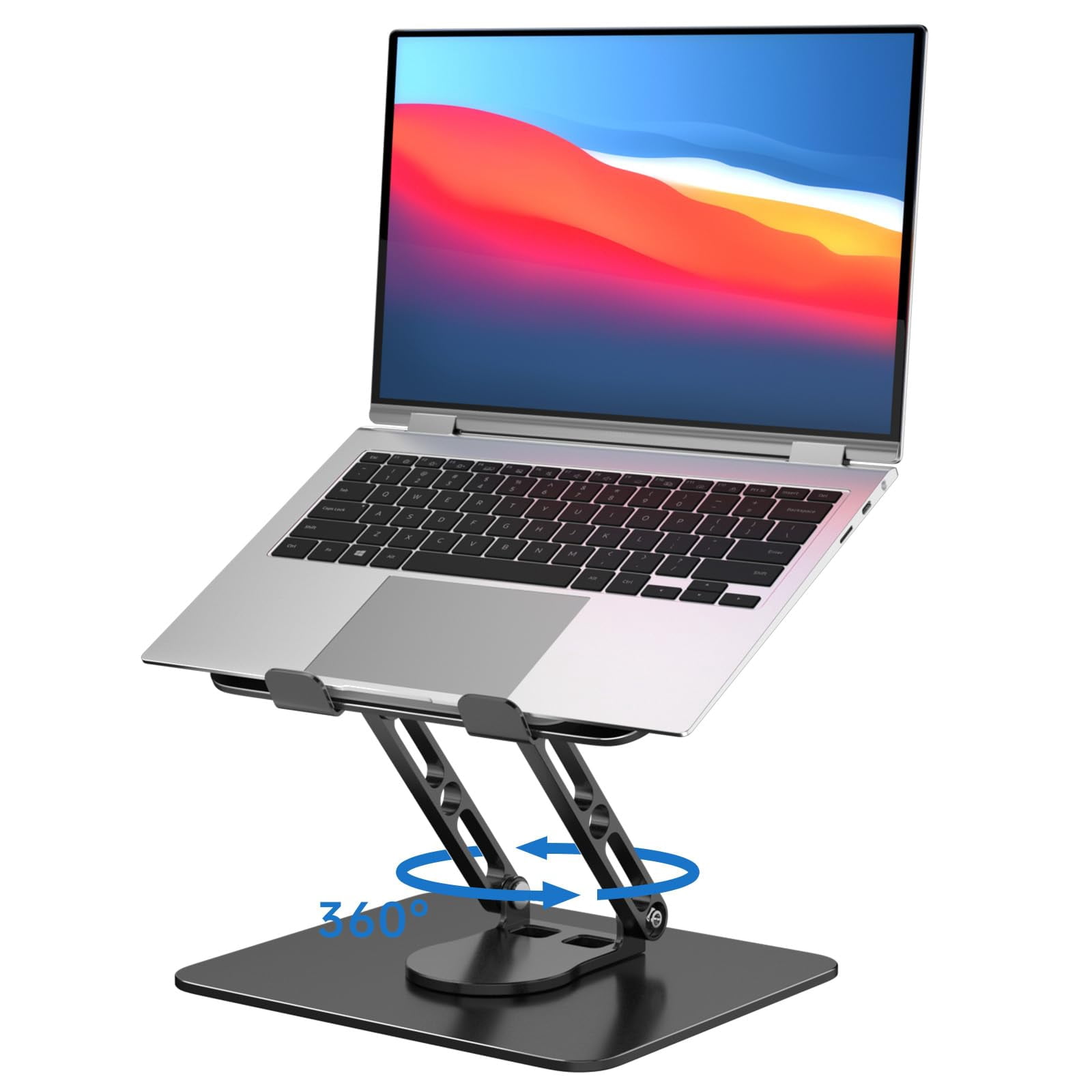 Laptop Stand For Desk Adjustable Computer With 360 Rotating Base Ergonomic Riser Mount Foldable Protable Fits Macbook Pro Air  Black