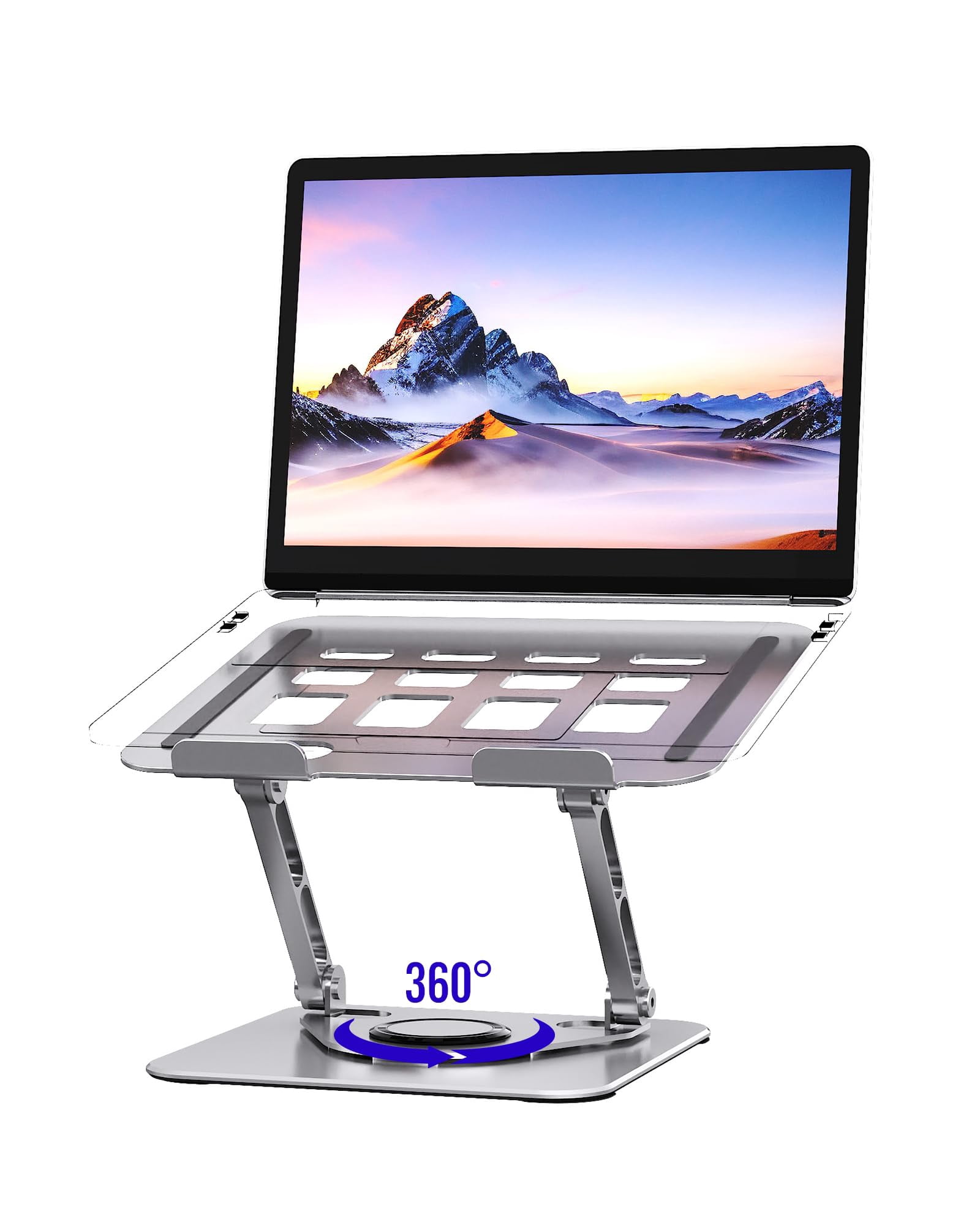 Laptop Stand For Desk  Adjustable Swivel Computer Riser 360 Rotation Base Portable Holder Office Home Fits Macbook Air Pro (10"-17.3") -