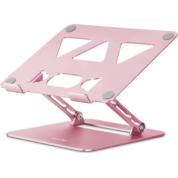 Laptop Stand Holder, Adjustable Desk Laptop Riser, Foldable Notebook Computer Stands for MacBook Air Pro HP Lenovo Dell Samsung Chromebook, Up to 15.6 inch, Rose Gold