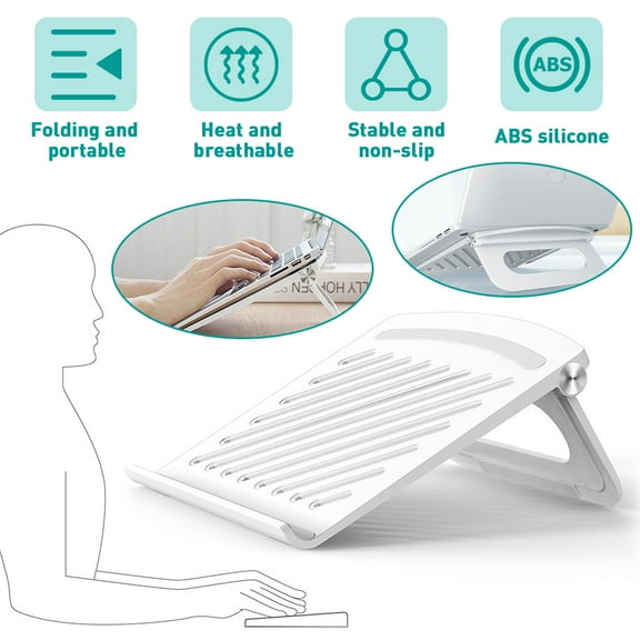 Laptop Stand, Laptop Holder Riser Computer Mount, 0.6 lbs Light Duty Aluminum Adjustable Ergonomic Foldable Portable Tablets Holder for 10" to 15.6" Notebook Computer (white)