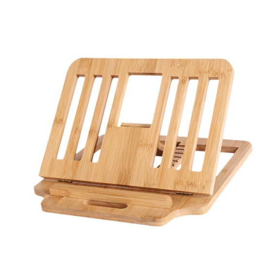 Laptop Stand Phone Holder Notebook Riser Bamboo Adjustable Angles Supports Laptops Up to 16 Inches Office Home