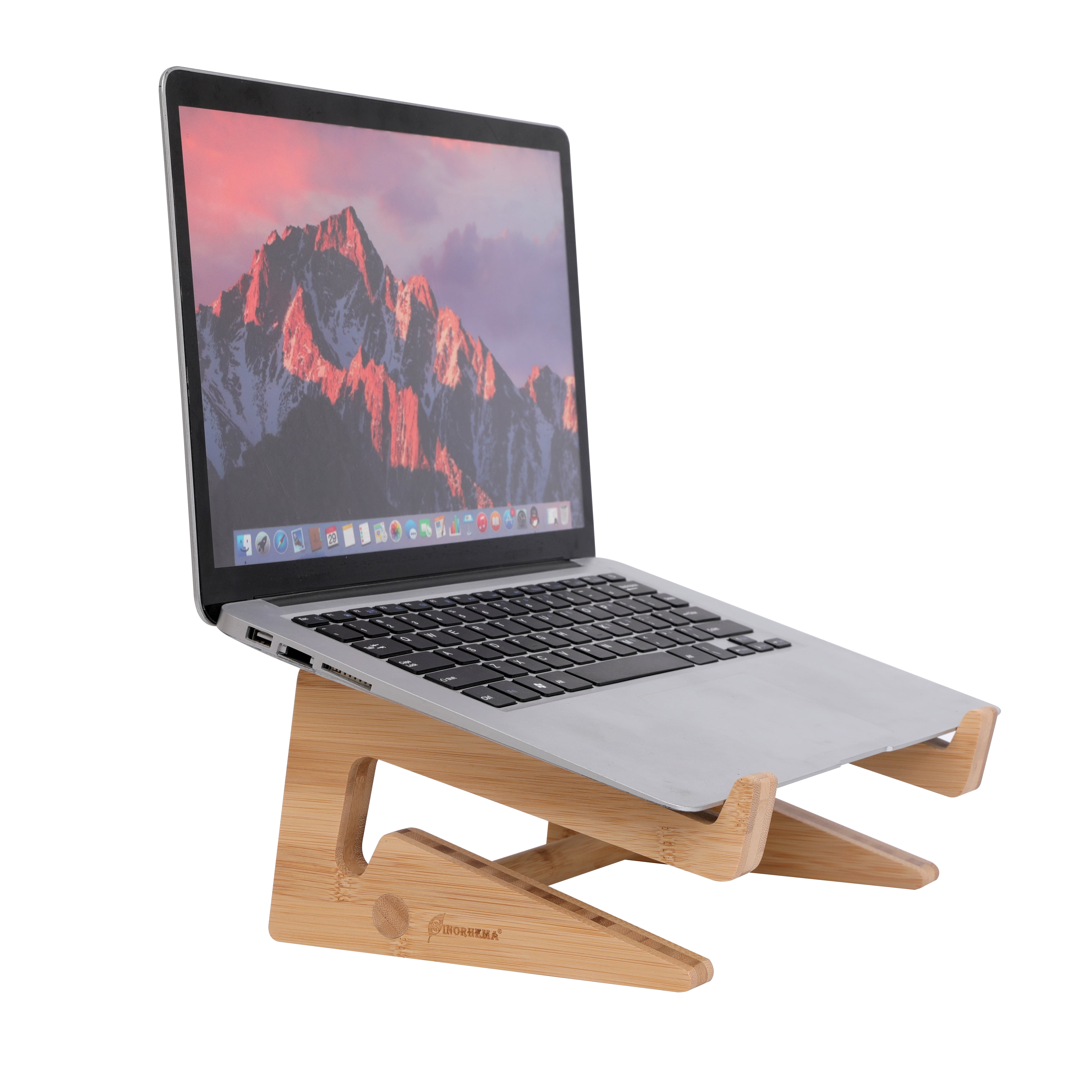 Laptop Stand, Wooden Vertical Laptop Stand for Desk, Bamboo Laptop