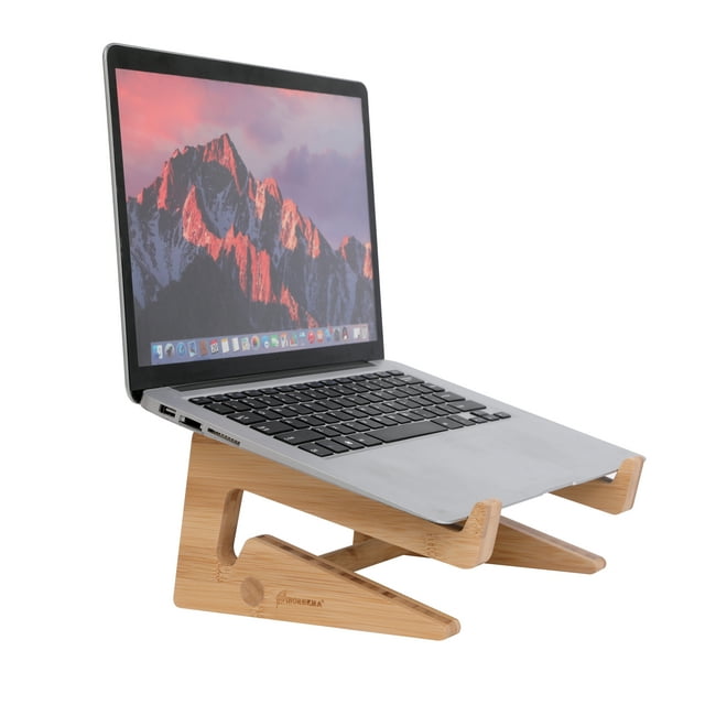 Laptop Stand, Wooden Vertical Laptop Stand for Desk, Bamboo Laptop ...