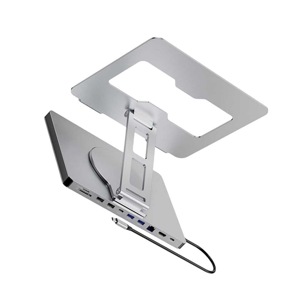 Laptop Stand and Docking Station Featuring 10 Port and 360 Degree Rotation Notebook Holder for and Home PD100W