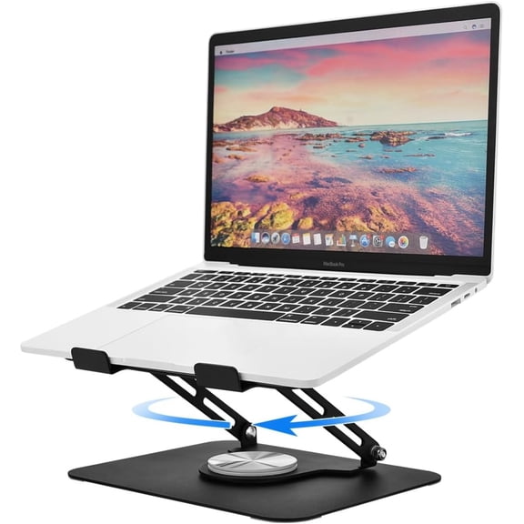 Laptop Stand for Desk, Adjustable Computer Stand with 360 Rotating Base, Laptop Riser Compatible with MacBook Air/Pro, All 10-17'' Laptops