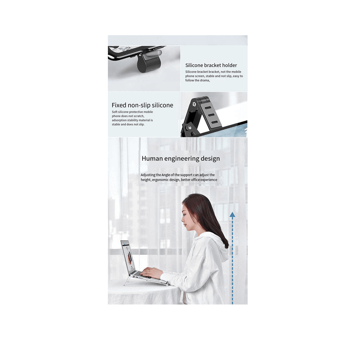 Laptop Stand for Desk, Adjustable Ergonomic Portable Laptop Holder, 3