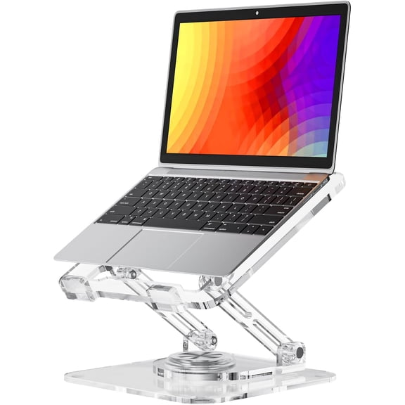 Laptop Stand for Desk - Adjustable, Foldable Clear Riser with 360? Rotating Base, Laptop Holder for MacBook Pro/Air & 10-16" Notebooks
