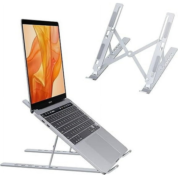 Laptop Stand for Desk, Adjustable Laptop Riser ABS+Silicone Foldable Portable Laptop Holder, Ventilated Cooling Notebook Stand for 10-15.6” Laptops