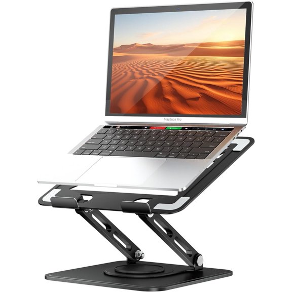 Laptop Stand for Desk, Adjustable  Stand Holder with 360? Rotating Base,  Laptop Riser Compatible with MacBook Pro Air,  Laptops 10-15.6"-Black