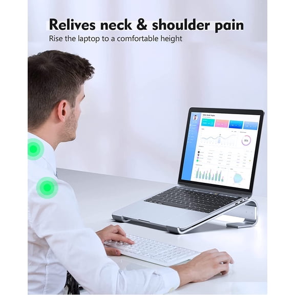 Laptop Stand for Desk, Ergonomic Aluminum Notebook Riser Compatible with 15.6 Inch Silver