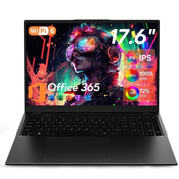 Jumper 17.6" Windows 11 Laptop, 4GB DDR4 32GB SSD Laptop Computer, 4-Core Intel Celeron N5095(Up to 2.9GHz), Backlit Keyboard, 1yr Office 365 Free, Black