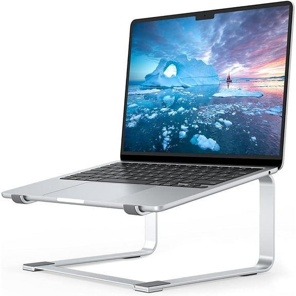 Laptop Stand for Desk, Metal Computer Riser, Heavy Stable PC Holder, Ergonomic Laptops Elevator 12 to 17.3 Inches Notebook Computer, Silver