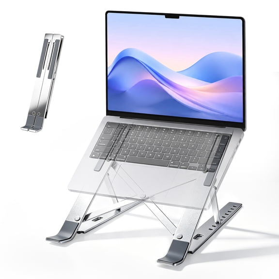 Gopgoy Adjustable Laptop Stand for Desk, Aluminum Foldable Laptop Riser Holder, Ergonomic Portable Ventilated Computer Notebook Holder, Compatible with MacBook, iPad, 10-15.6 Inch Laptops