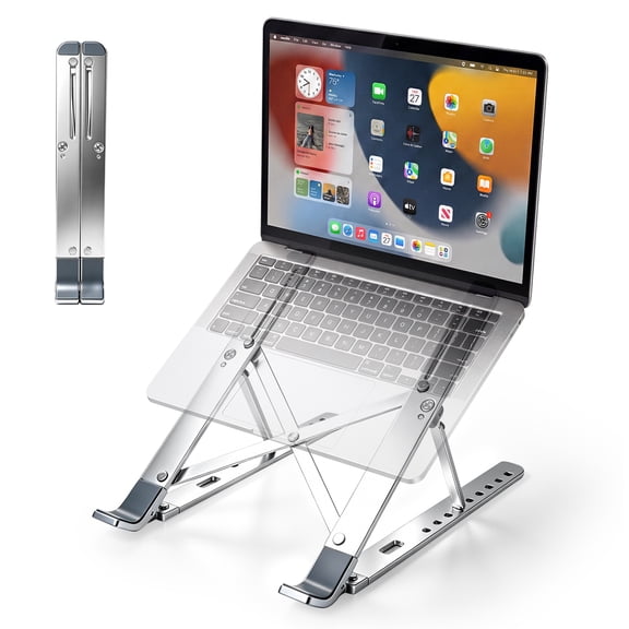 Atzeste Adjustable Laptop Stand for Desk, Aluminum Foldable Laptop Riser Holder, Ergonomic Portable Ventilated Computer Notebook Holder, Compatible with MacBook, iPad, and 10-15.6 Inch Laptops
