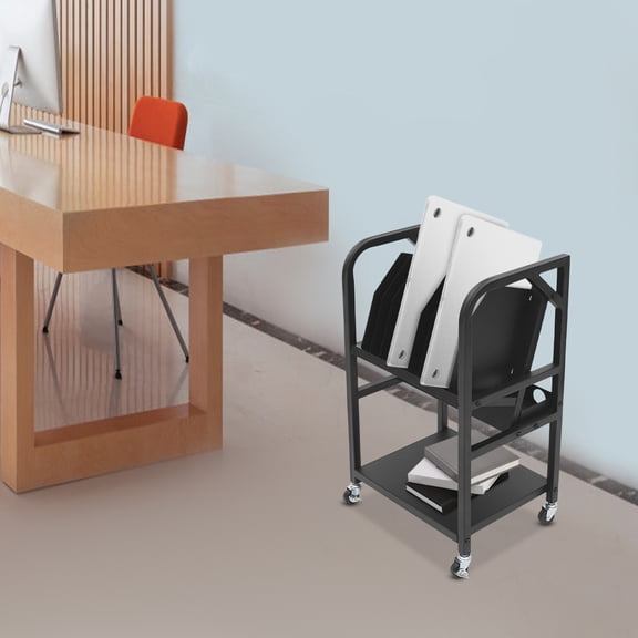 Laptop Storage Rack, Mobile Open Charging Carts with Removable Dividers, Charging Station Storage Cart with Wheels for Office Classroom Hospital, Laptop Charging Cart for 10 Device
