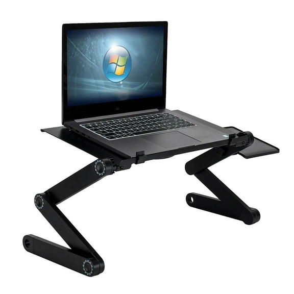 Laptop Table, Adjustable Laptop Stand for Bed, Portable Laptop Desk with CPU Cooling USB Fans, Lap Workstation Desk with Mouse Pad, Foldable Cook Book Stand Notebook Holder in Bed Couch Sofa Office