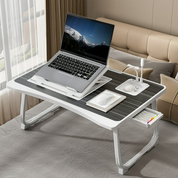 Laptop Table, Bed Table, Collapsible Laptop Holder, Adjustable Six-Level Desktop, Sofa Workstation/Student Study Table/Office Table/Relaxed Table/Bedside Workstation/Multi-Purpose Table