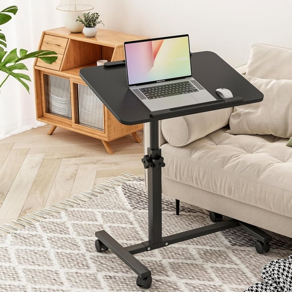 Laptop Table Mobile Adjustable Height Portable Desk Notebook Swivel PC Computer Rolling Desk with Wheels, Laptop Stand for Couch Bedside Hospital Bed Table