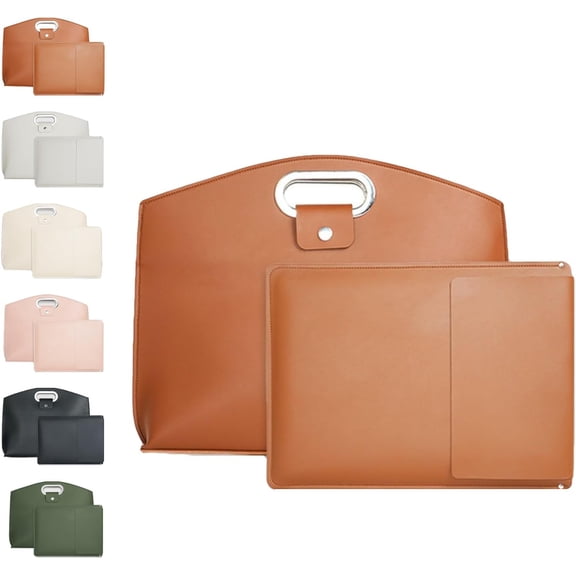 Laptop Tote Bag Set, 2-Piece Waterproof Leather Computer Briefcase & Crossbody Purse for Women, Professional Work Tote with Organizer for 14-15.6 Inch Laptops