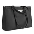 thumbnail image 1 of Cshidworld 15.6 Inch Leather Laptop Tote Bag for Women, Waterproof Computer Briefcase & Work Bag for Office, Business, College, Travel, Leather Messenger Bag, Black, 1 of 7