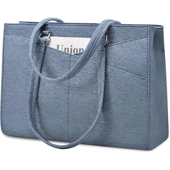 Laptop Tote Bag for Women 15.6 Inch Waterproof Leather Computer Bags Business Office Work Briefcase Black