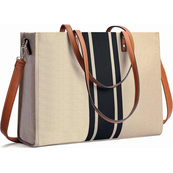 Laptop Tote Bag for Women, Fits 15.6 Inch Laptop Bag, Large Canvas Work Tote Bags for Women, Computer Briefcase  Bag