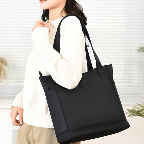 Laptop Tote Bag for Women Waterproof Leather Computer Bags Business Office Work Briefcase Black 12.9*11.8*5.9''