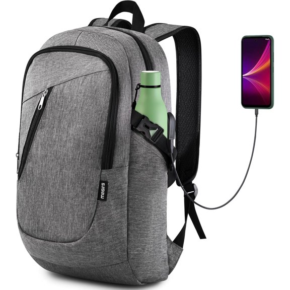 Laptop Travel Backpack - Adjustable Straps, Zippered Compartments with Side Pockets for Water Bottle or Umbrella. Headset and USB Port. for Business or Traveling.