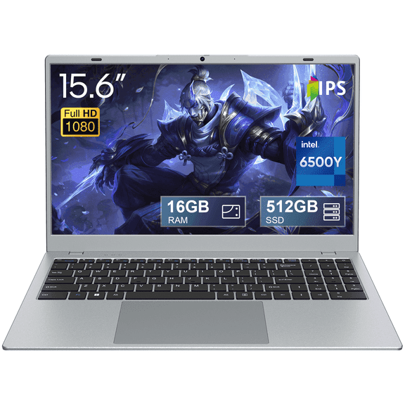 15.6" Laptop Computer Intel Pentium Gold 6500Y up to 3.4GHz 16GB RAM 512GB SSD Full HD Display Privacy Camera WiFi5 Portable Office Notebook for Work and Study