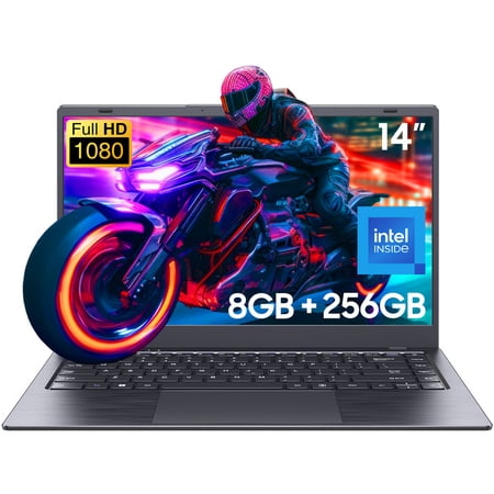 Laptop Tulasi 14" Windows 11 PC Intel N4000 2C2T 8GB+256GB, Notebook Grey