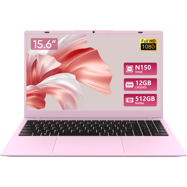 Laptop Tulasi 15.6" Windows 11 PC Intel N150 4C4T 12GB+512GB, Notebook Pink