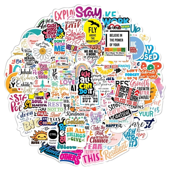 Laptop stickers, Inspirational Quote waterbottle stickers, Motivational scrapbook Waterproof Vinyl decals (222 pcs 14 sheets)