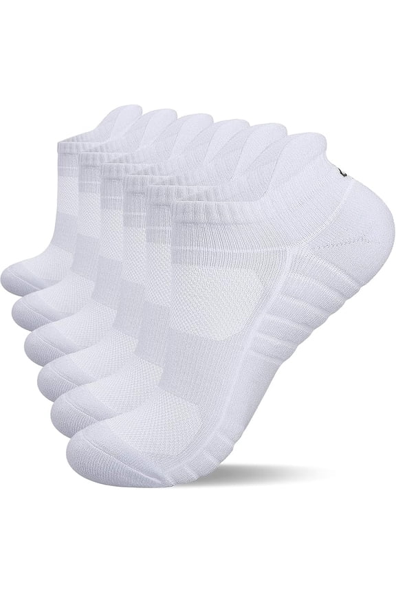 Athletic Running Ankle Socks, Low Cut Cushioned Anti-Blister Tab Sports Socks Men Women 6Pairs