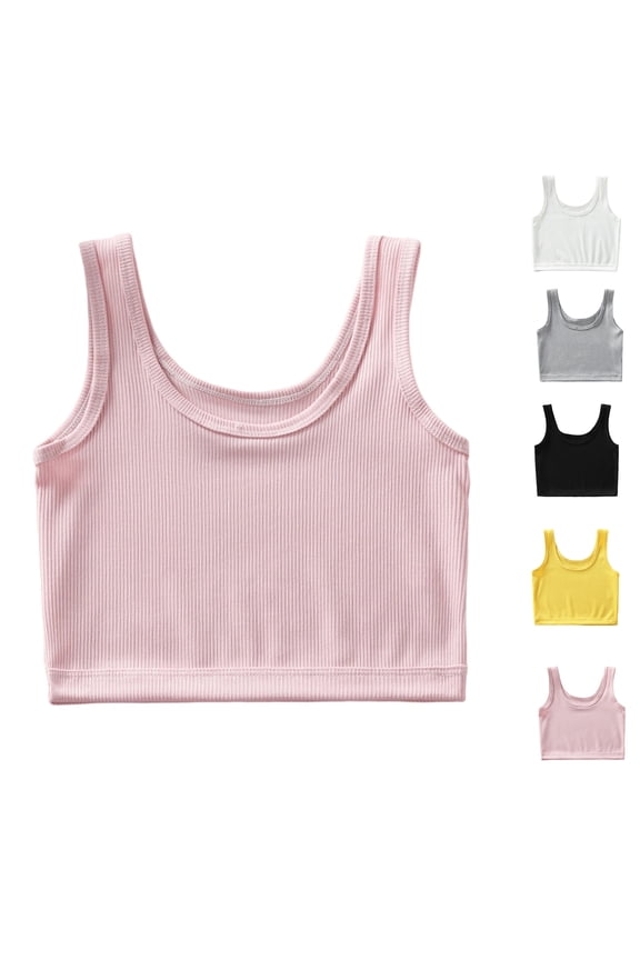 G'i'rls Training Bra Ribbed Crop Top Tank Sleeveless Camisole Teen Puberty Vest for 10-14Y