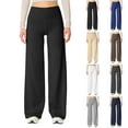 thumbnail image 1 of Laqbezok Women's High Waisted Wide Leg Yoga Pants, Soft Flare Workout Trousers, Stretchy Straight Leg Athletic Dance Pants, Casual Loose Fit Lounge Slacks, 1 of 7