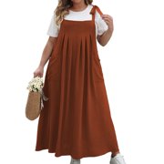 blue dress for baby girl Snow Wash Twill Overall Dress Brown main image 1