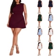 thumbnail image 1 of Laqbezok Women's Plus Size Sleeveless A-Line Mini Dress, Casual Round Neck Solid Color Sundress, Elegant Fit and Flare Cocktail Party Gown, 1 of 6