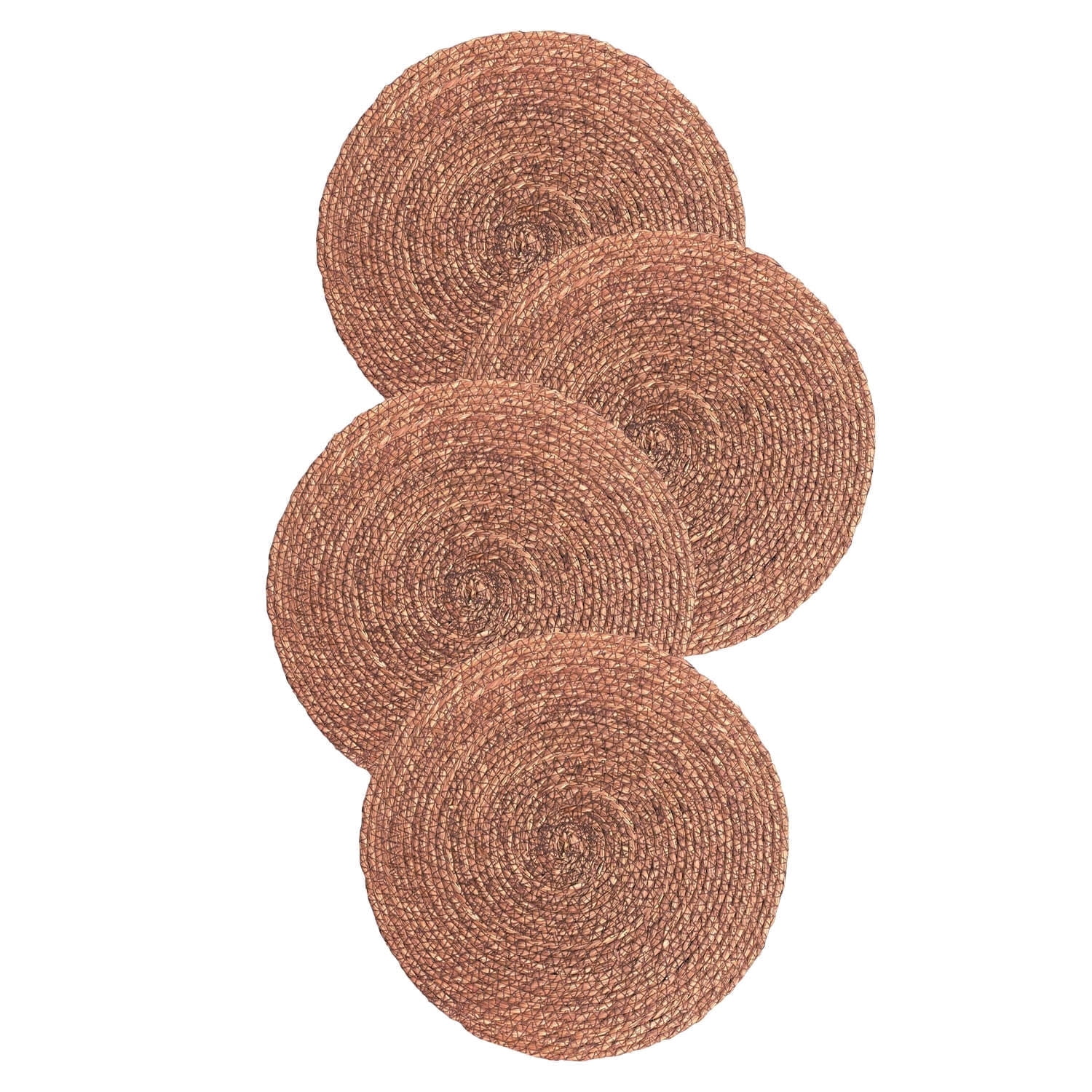 Laquedecraft 13.8" Round Brown Seagrass Rattan Placemats Set of 4 | Woven Farmhouse Spring Plate Chargers for Wedding, Party, Christmas, Events